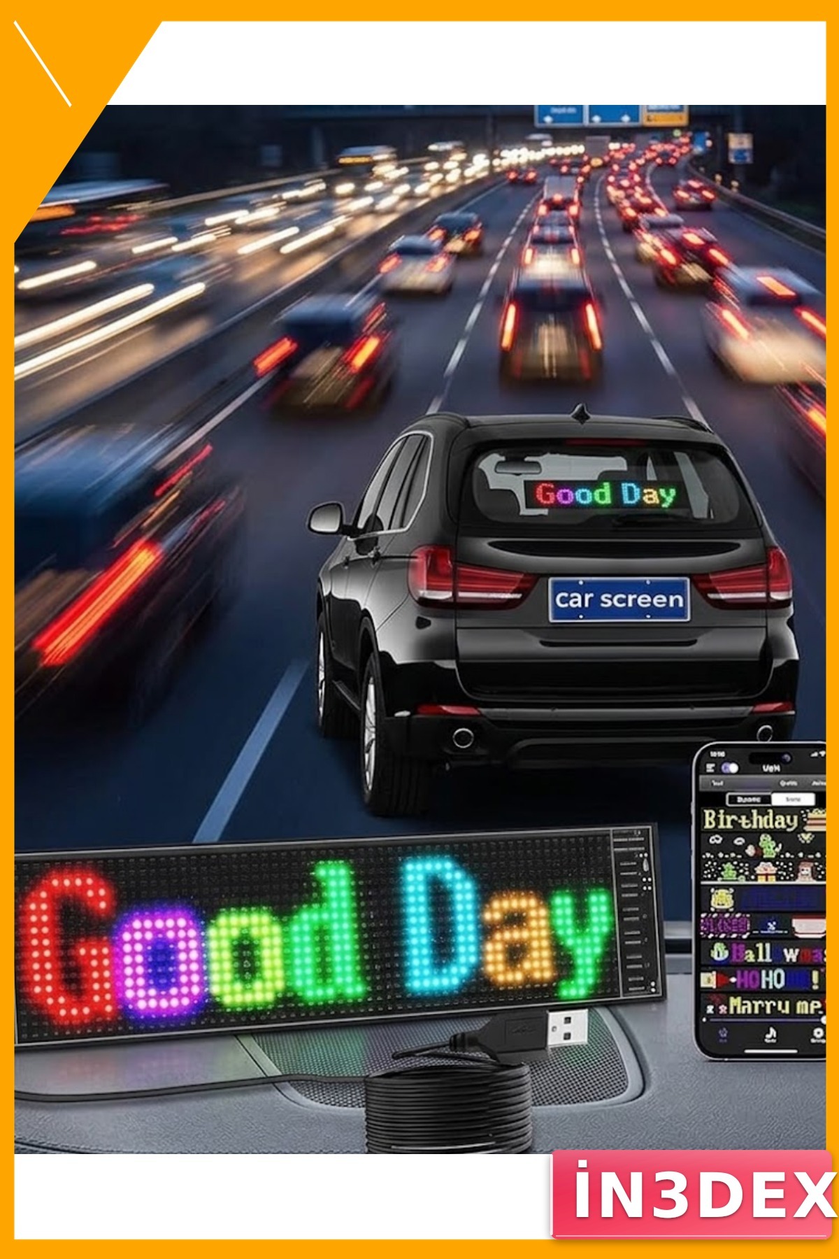 Telefon Kontrollü RGB LED Kayan Yazı Paneli 16x96 Animasyonlu Ekran