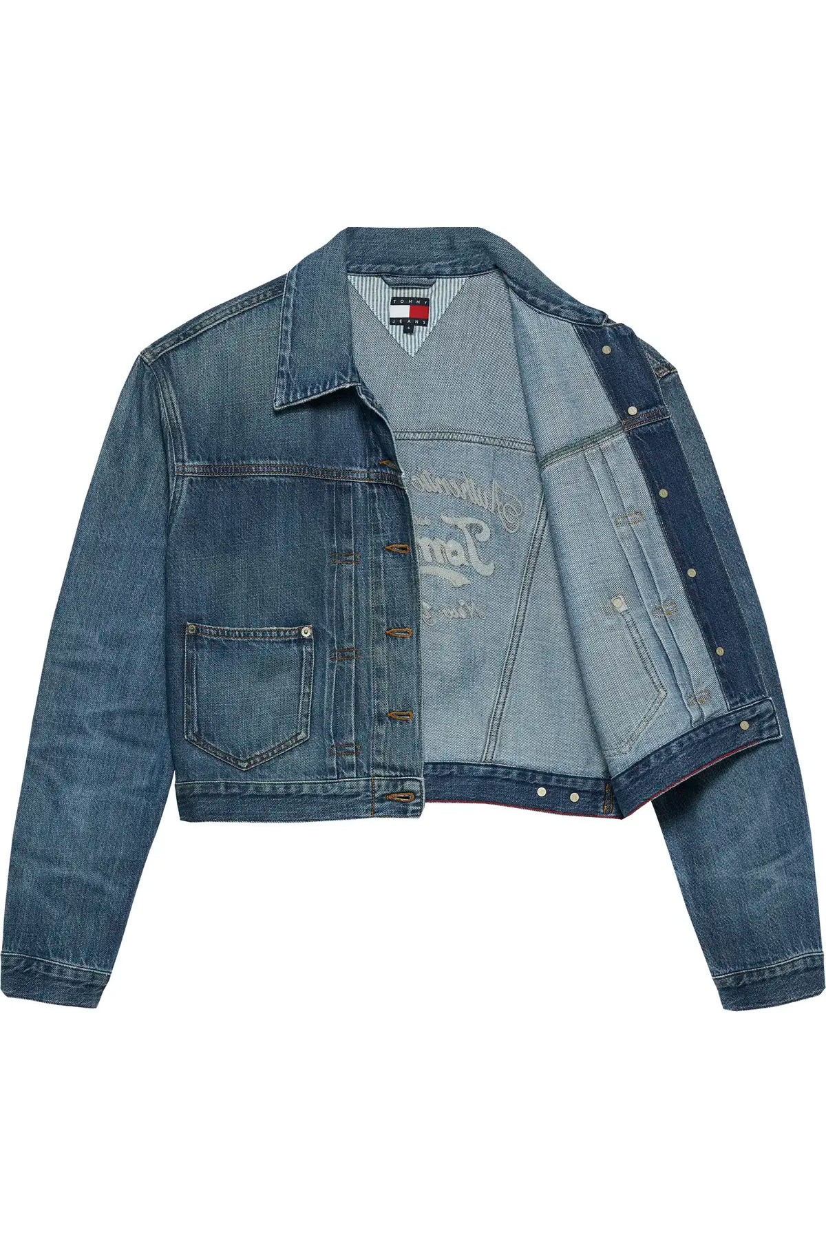Tommy Hilfiger PLEATED TRUCKER JACK, 1A5 Mavi Kadın Kot Ceket görsel 3