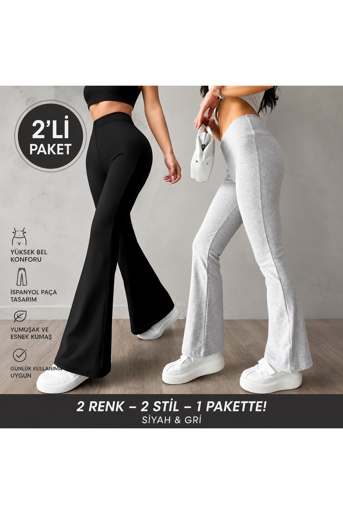 Rosa Lui 2-dijelne pamučne lycra tkanine španske ležerne hlače sa širokim nog...