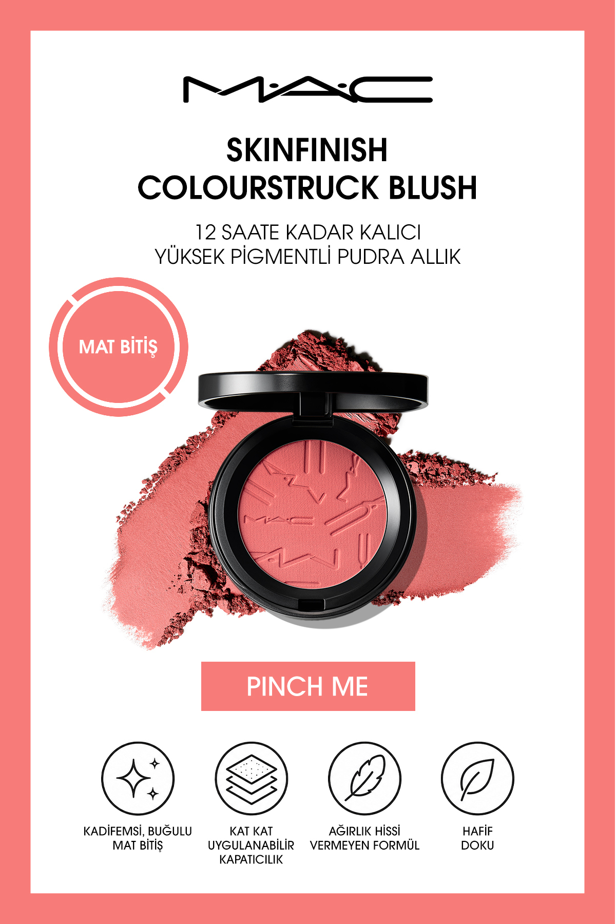 M.A.C رژگونه پودری Skinfinish Colourstruck - تا ۱۲ ساعت ماندگاری، با رنگدانه‌های فراوان - Pinch Me —رنگارنگ ۱۴۳۴۸۸