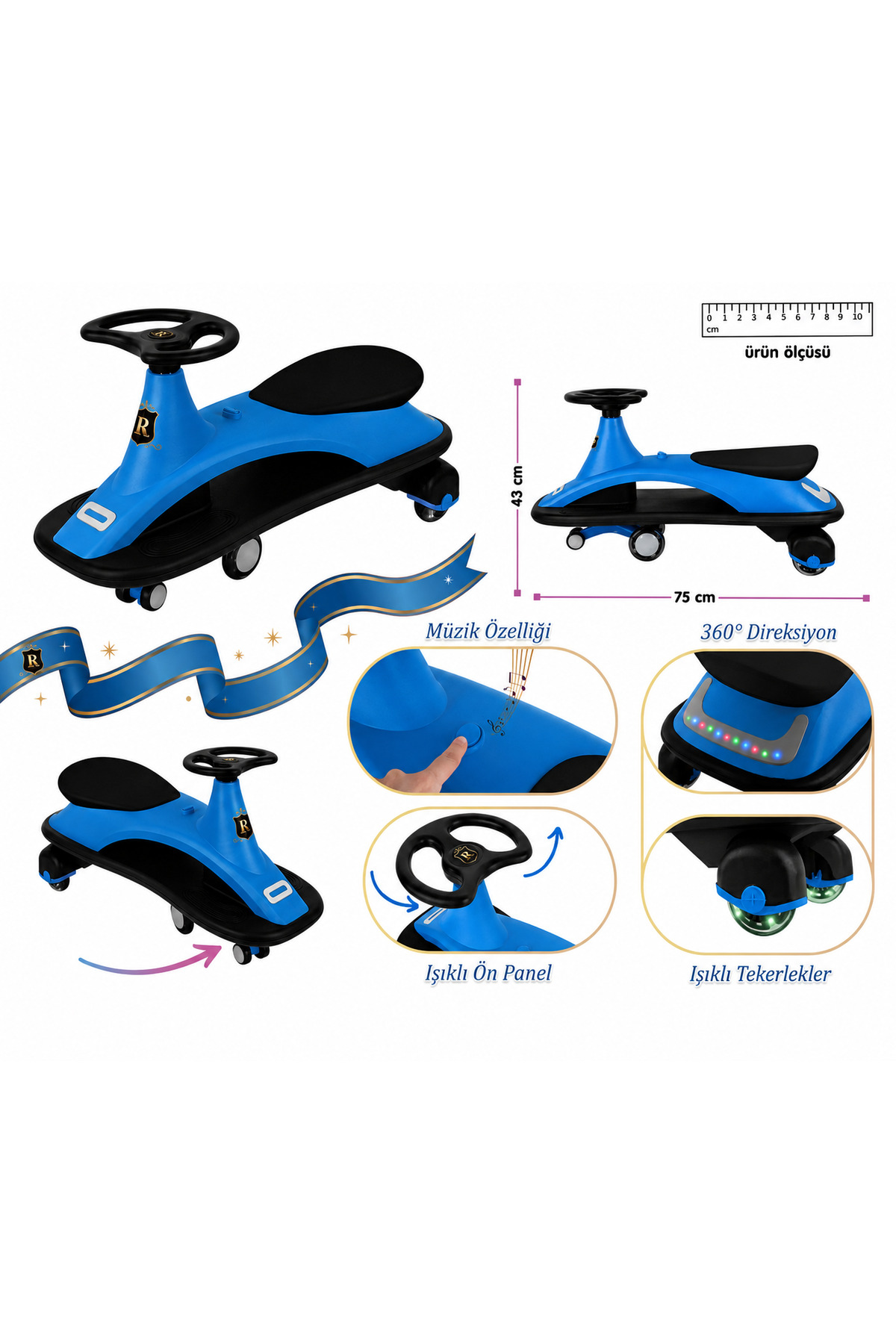 Rita Işıklı Müzikli Direksiyonlu Swing Car Çocuk Arabası 360