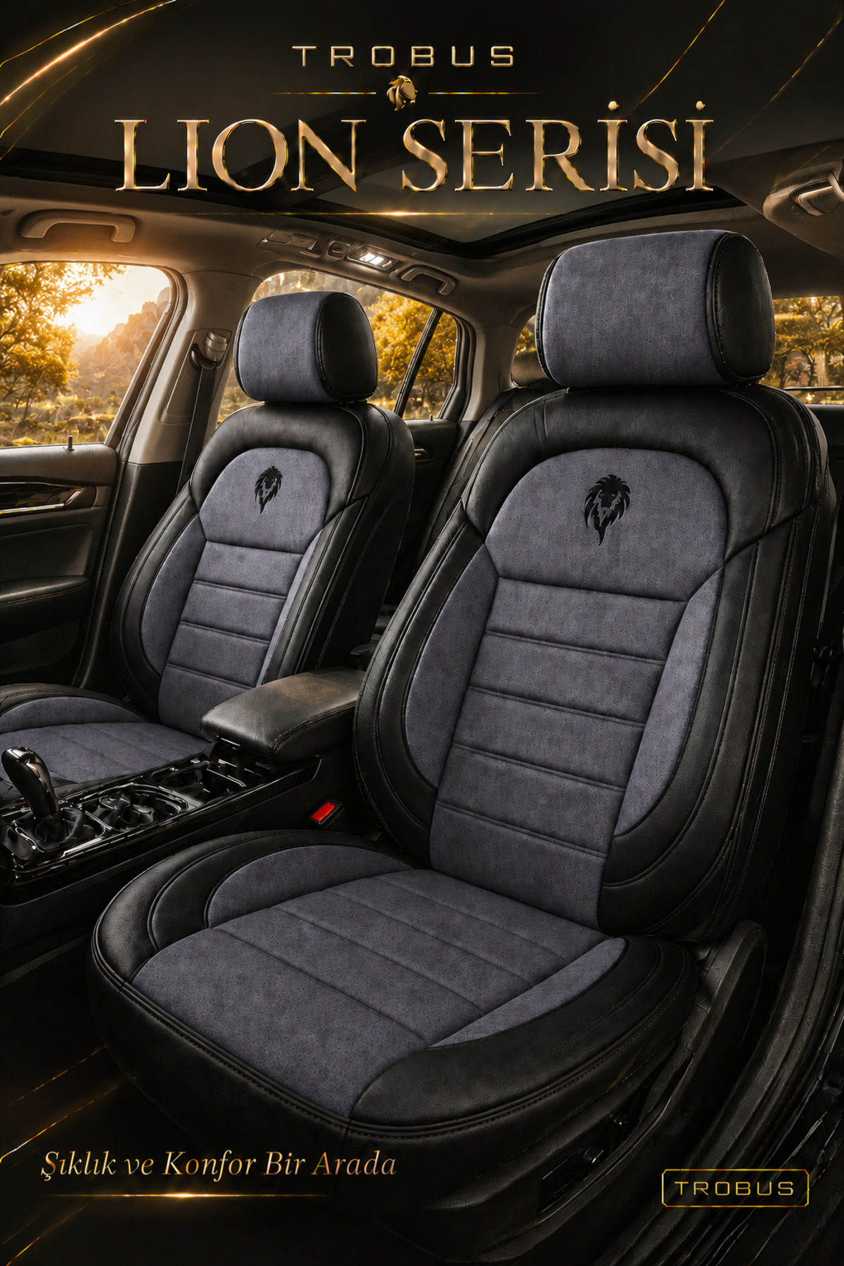 Suzuki S-Cross 2013+ Uyumlu Lion Serisi Tay Tüyü Füme Siyah Premium Koltuk Kılıfı — alternatif görsel