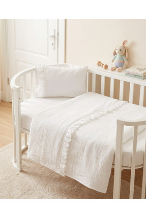 Pufuduk Baby Fistolu Müslin Nevresim Takımı 100x150 cm Lastikli Çarşafı 70x12...