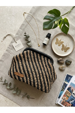 Bayka Handmade PARLAK RAFYA BURSLU ÇANTA