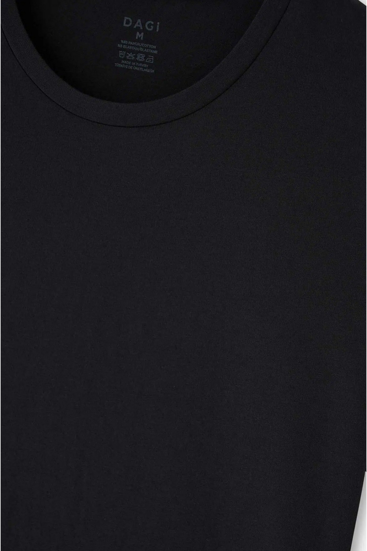 پک تی شرت 2 تکه نخی یقه جمع و جور مردانه مشکی Slim Fit Crew D5120 4
