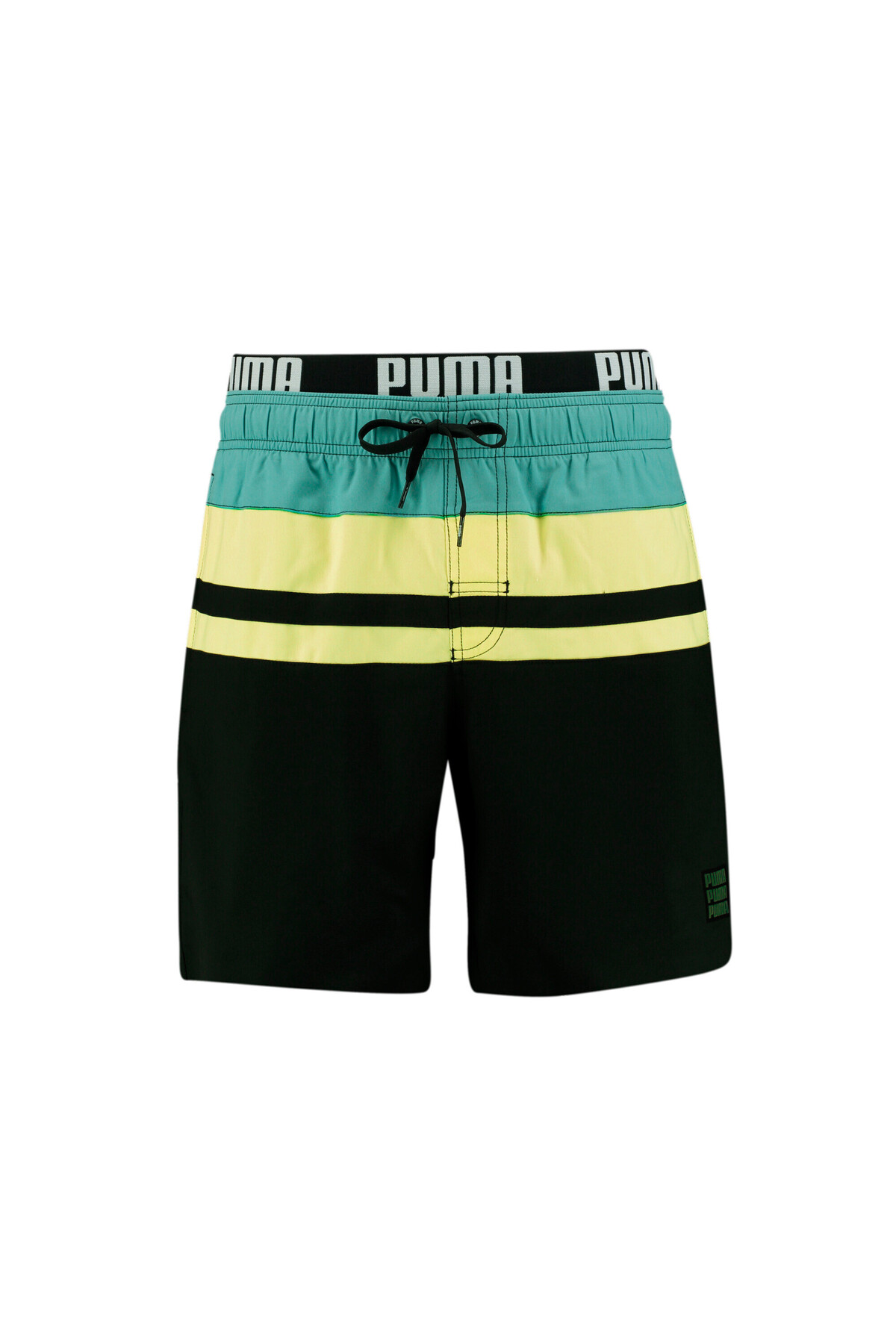 Puma Men Swim Heritage Stripe Mid-Length Shorts - Green