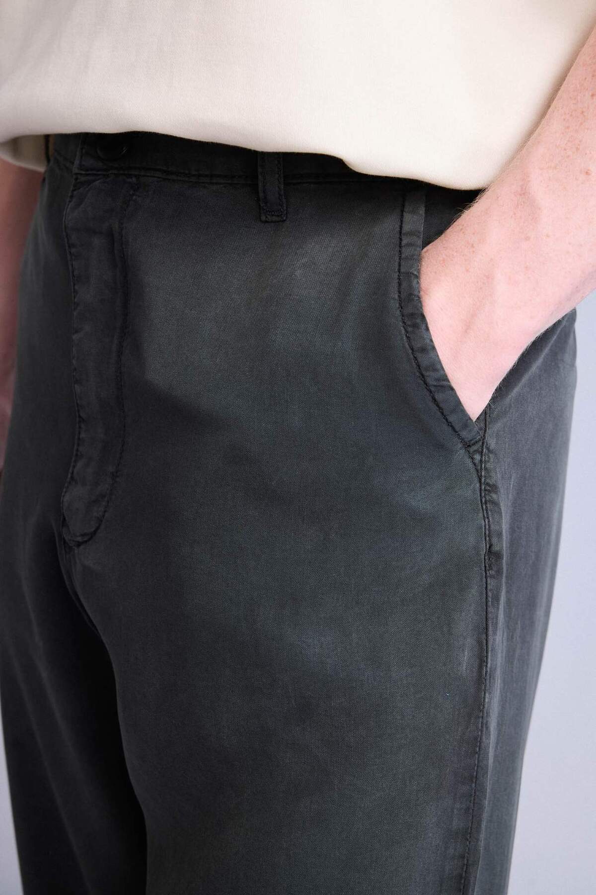 Nefes Alabilir Relax Fit Yıkanmış Efektli Pantolon H5899AX26SM — خاکستری — تصویر 5 از 7