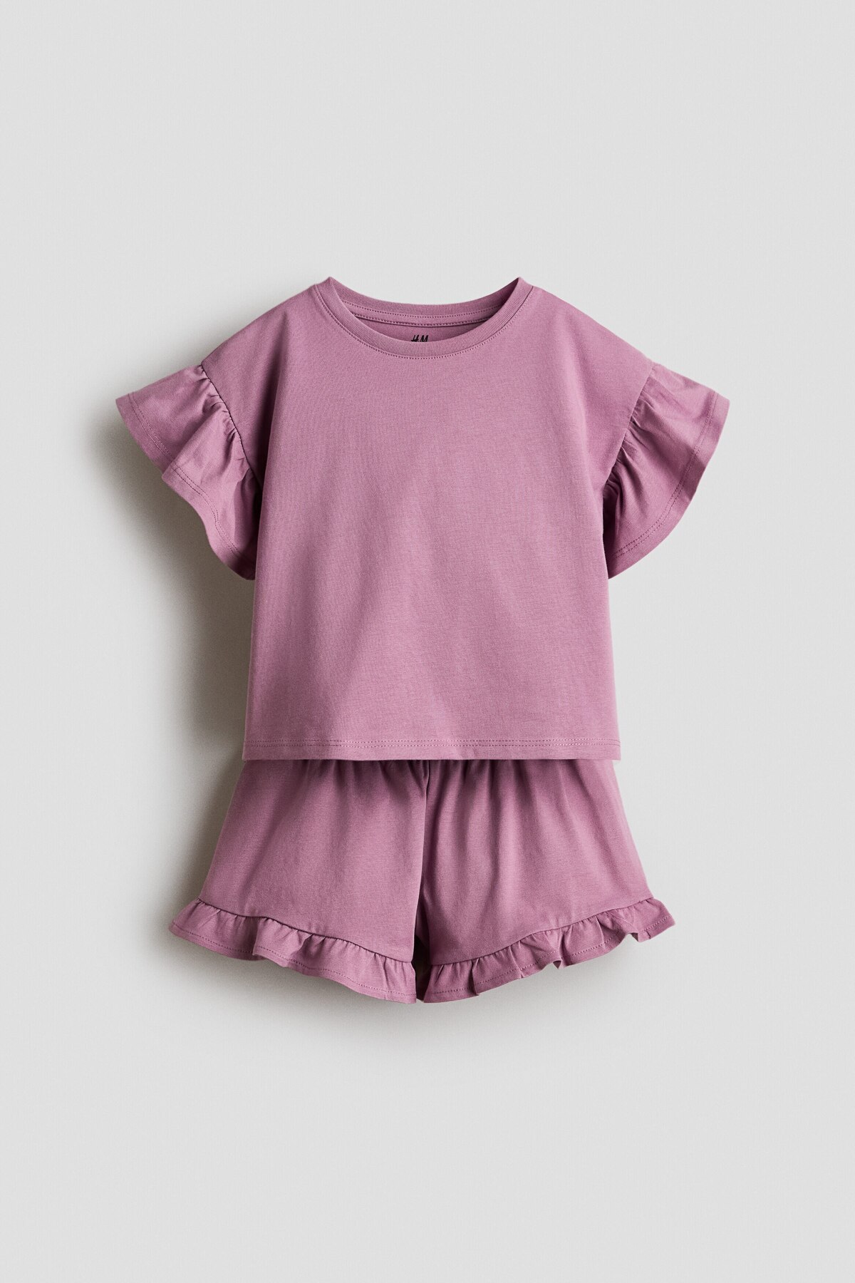 ست دو تکه چین‌دار اچ اند ام ست تی شرت و شلوارک H&M