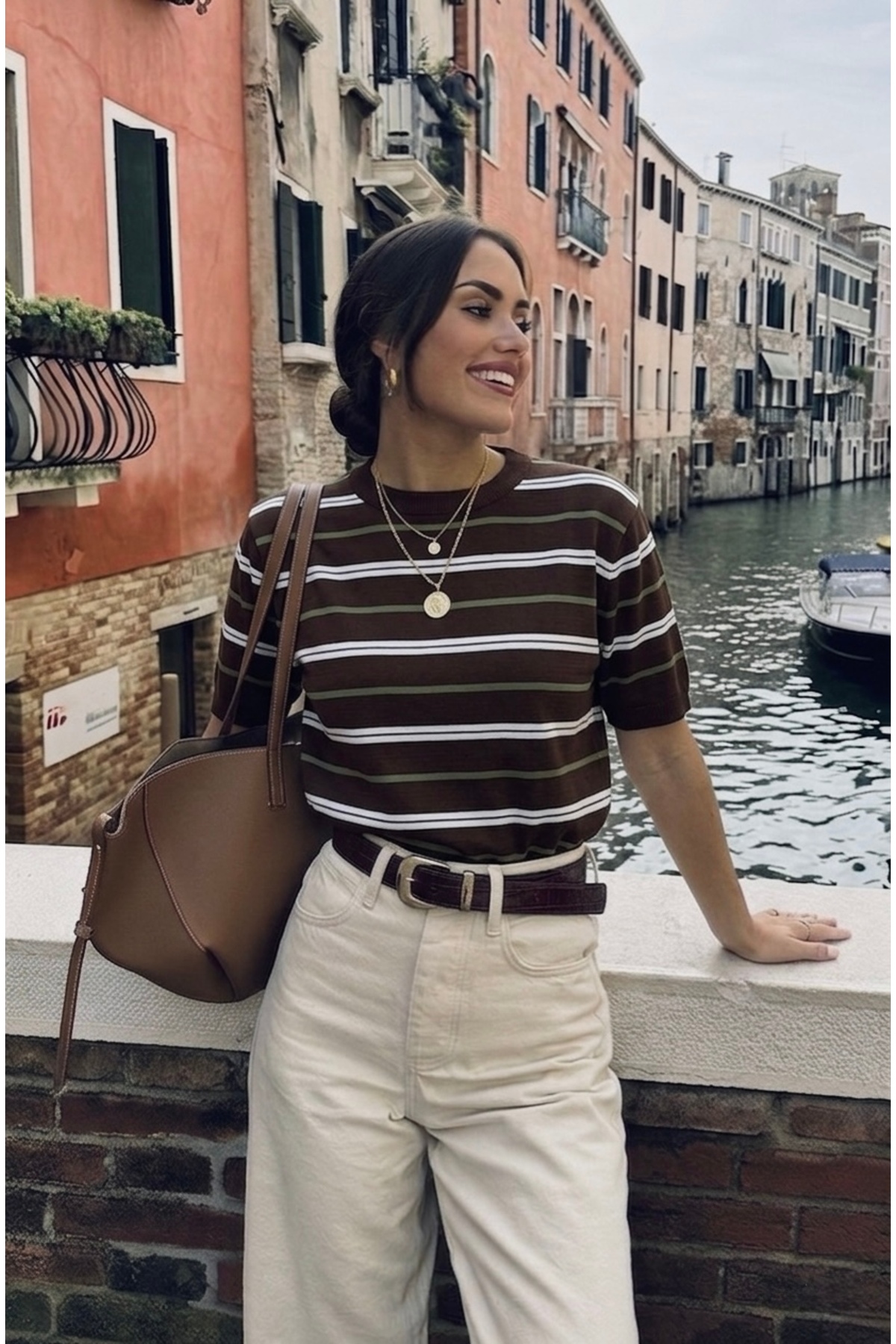 ModaYaren Kadın Çizgili Biskilet Yaka Oversize T-shirt