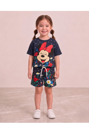 ECE ÇINAR KIDS Kız Çocuk Minnie Mouse Baskılı Çiçek Desenli Takım