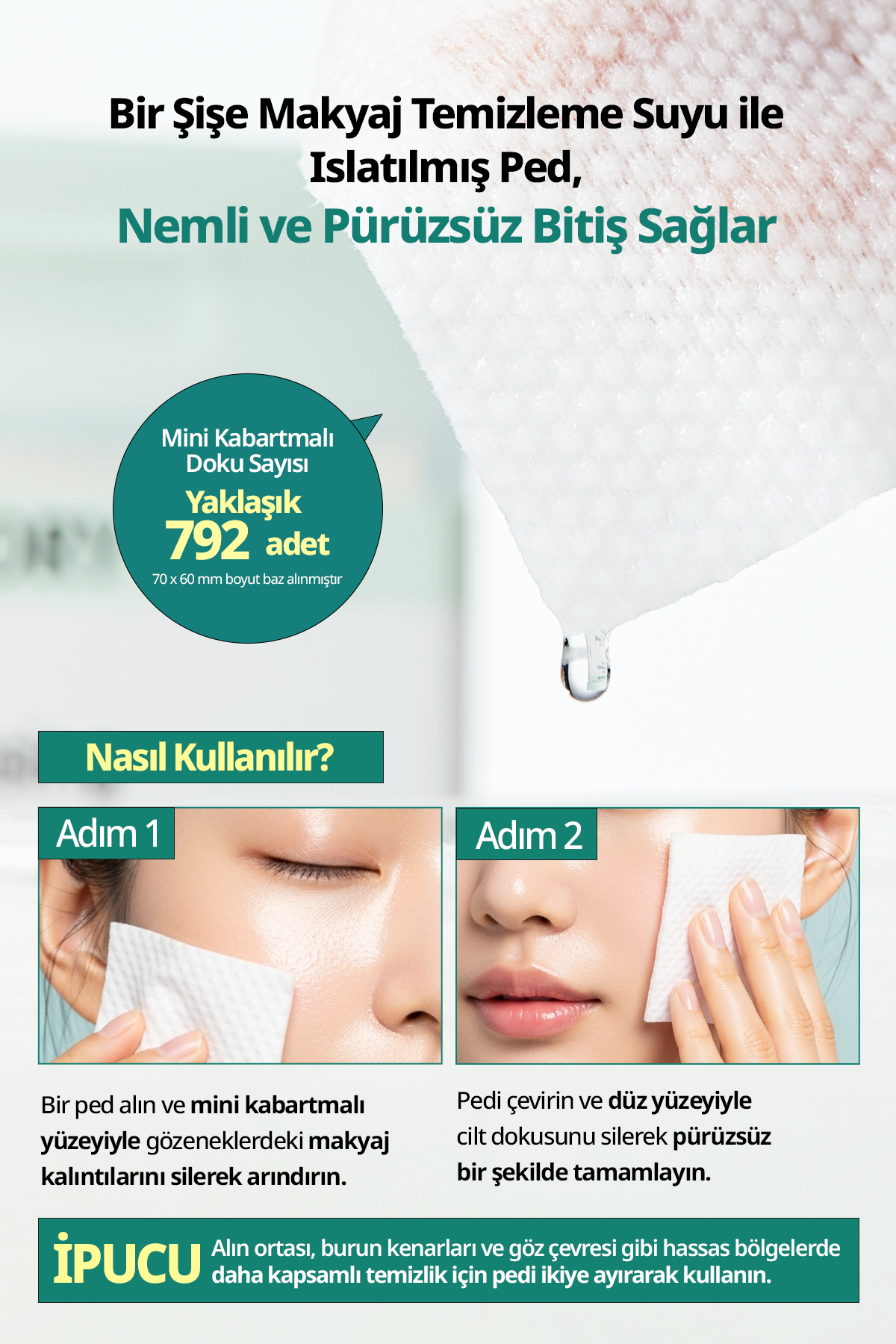 Ciltten Fazla Sebumu Arındıran Makyaj Temizleme Pedi Salicinic Pore Cleansing Water Pad — 9688 — تصویر 8 از 9