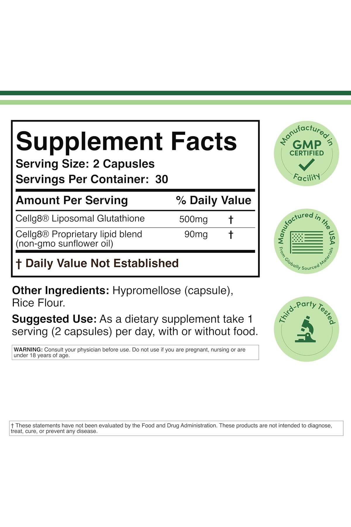 500mg glutathione daily Double Wood Supplements Liposomal Glutathione 500mg per Serving, 60  Capsules (Vegan Safe, Non-GMO)- Trendyol