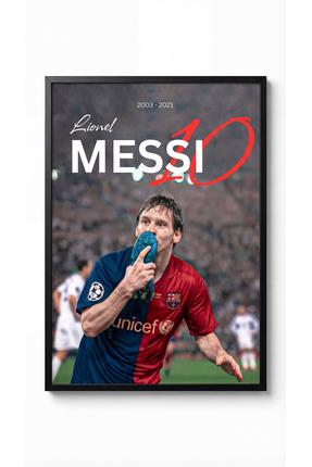 icontablo Lionel Messi Hayat Öpücüğü Siyah Çerçeveli Tasarım Tablo Futbol Poster