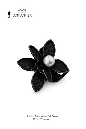 Weweus Çiçek İncili Siyah Parlak Metal Mini Premium Mandal Toka