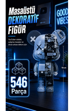 JAKI Maker Pop Mekanik Mavi Ayı Figürü - 546 Parça Yapı Blokları - Youtuber &...