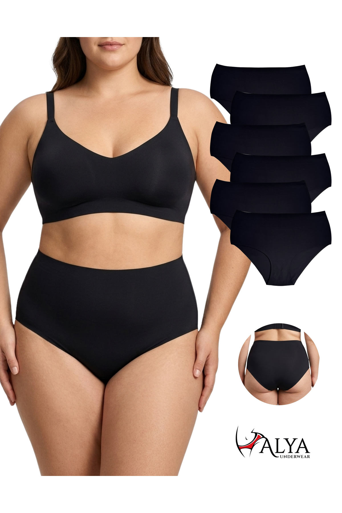 Women's Seamless Panties Laser Cut High Waist Trackless Plus Size Ghost Panties # indomitable 6-Pack