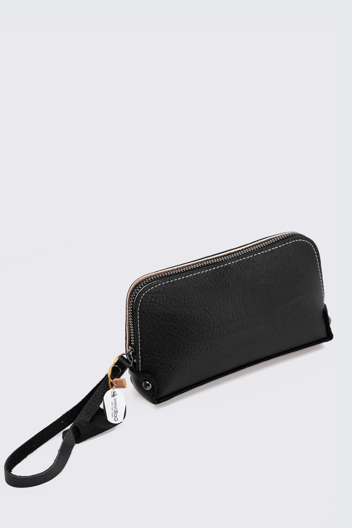 westbag Unisex Siyah Hakiki Dana Derisi Bileklikli El Tutmalı Clutch Çanta görsel 3