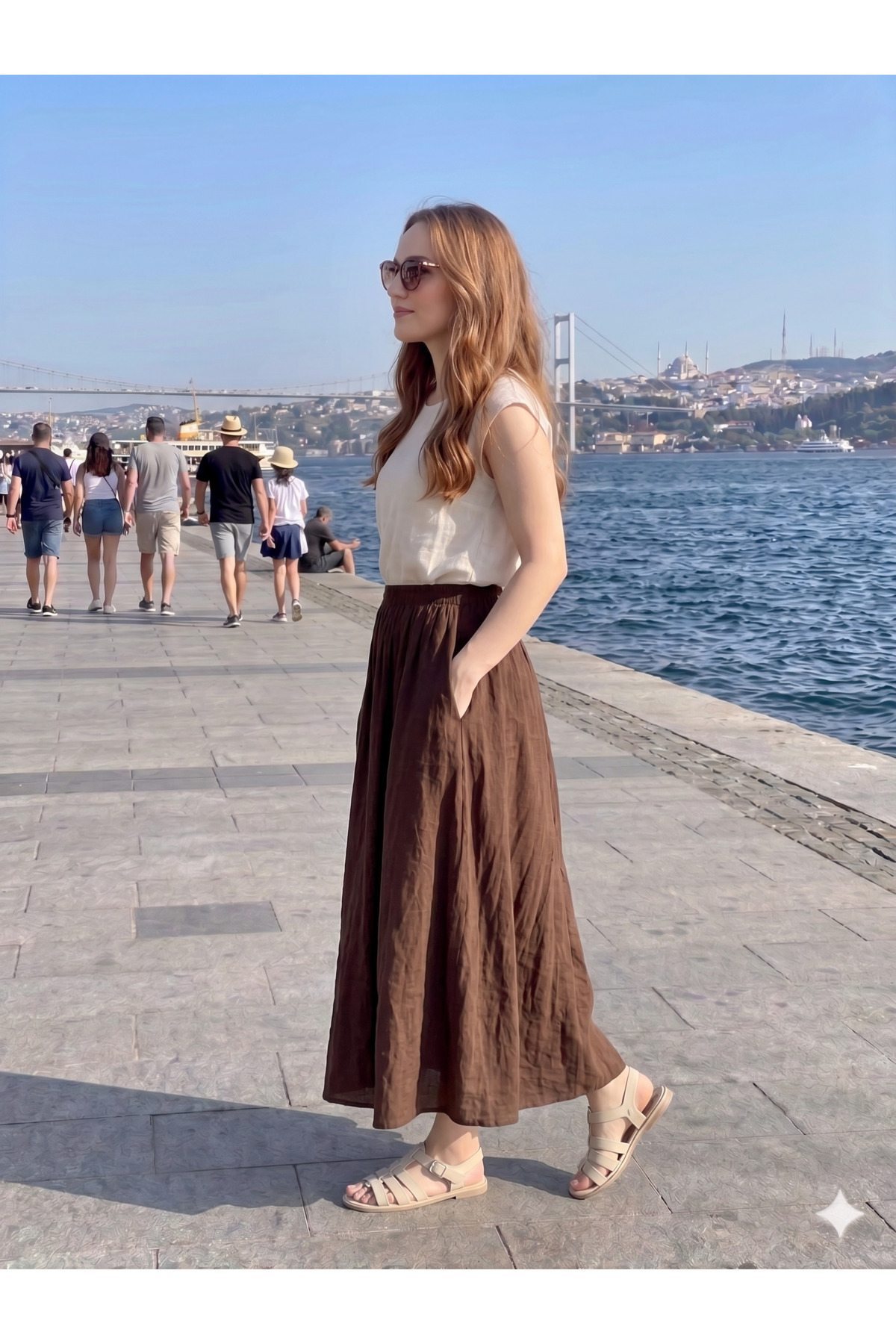 HANIMCA GİYİM  YAZLIK NEFES ALAN GÜZEL KUMAŞ YANDAN CEPLİ STANDART BEDEN 36 - 42 BEDEN LERE UYGUN ETEK - Görsel 3