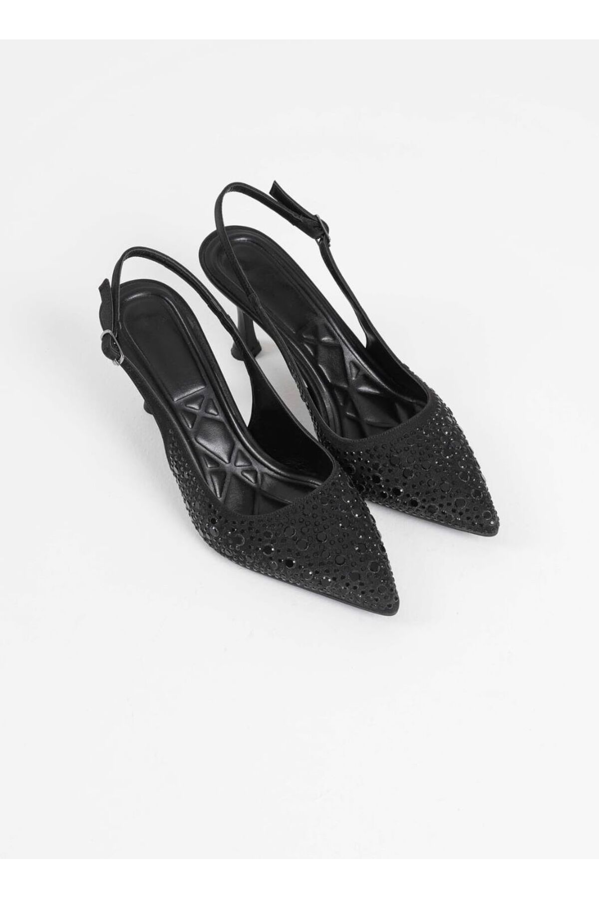 Stone Pointed Toe 7 cm Heels Women's Open Back Evening Shoes