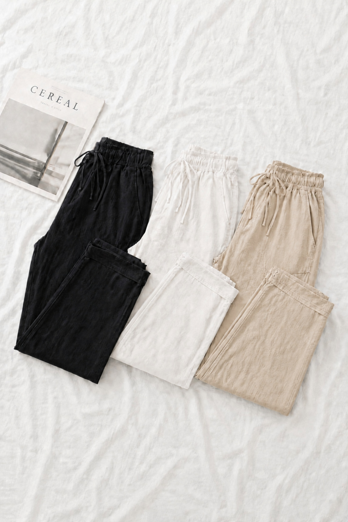 COMBİNE MİCHAİL Men's Casual Wide Leg 3-Piece Linen Trousers