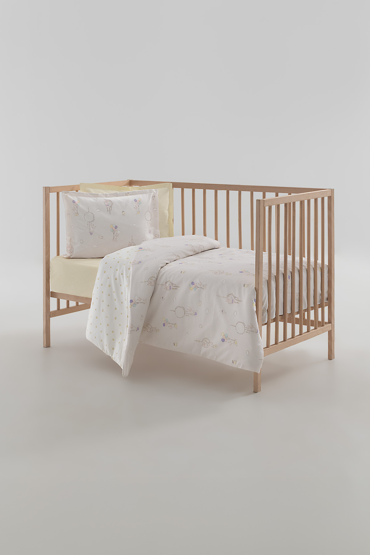 Alleya Printed 100% Cotton Baby Duvet Cover Set - Beige