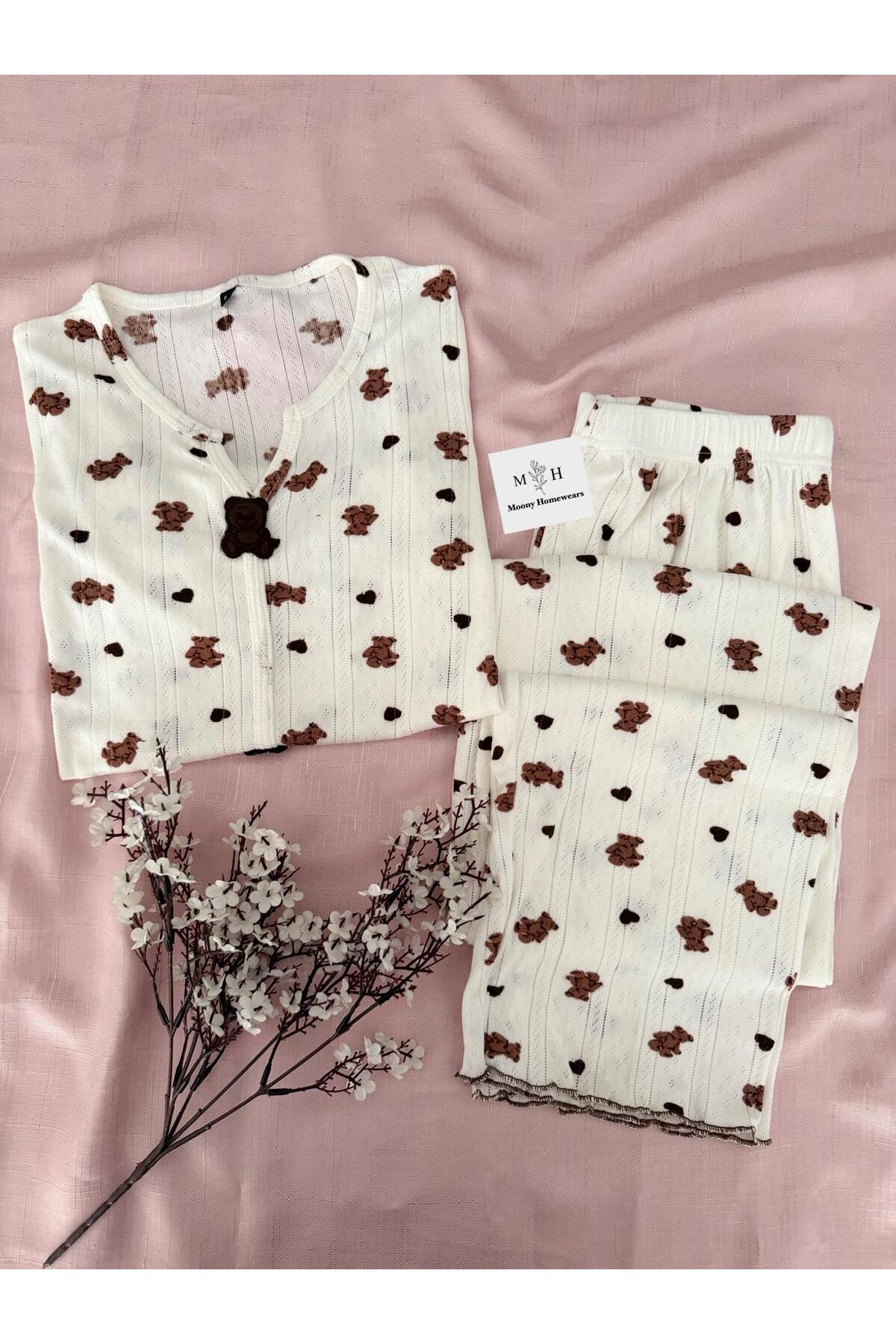 MH Moony Homewears Loren Teddy Bear Summer Fabric Short Sleeve Pajamas
