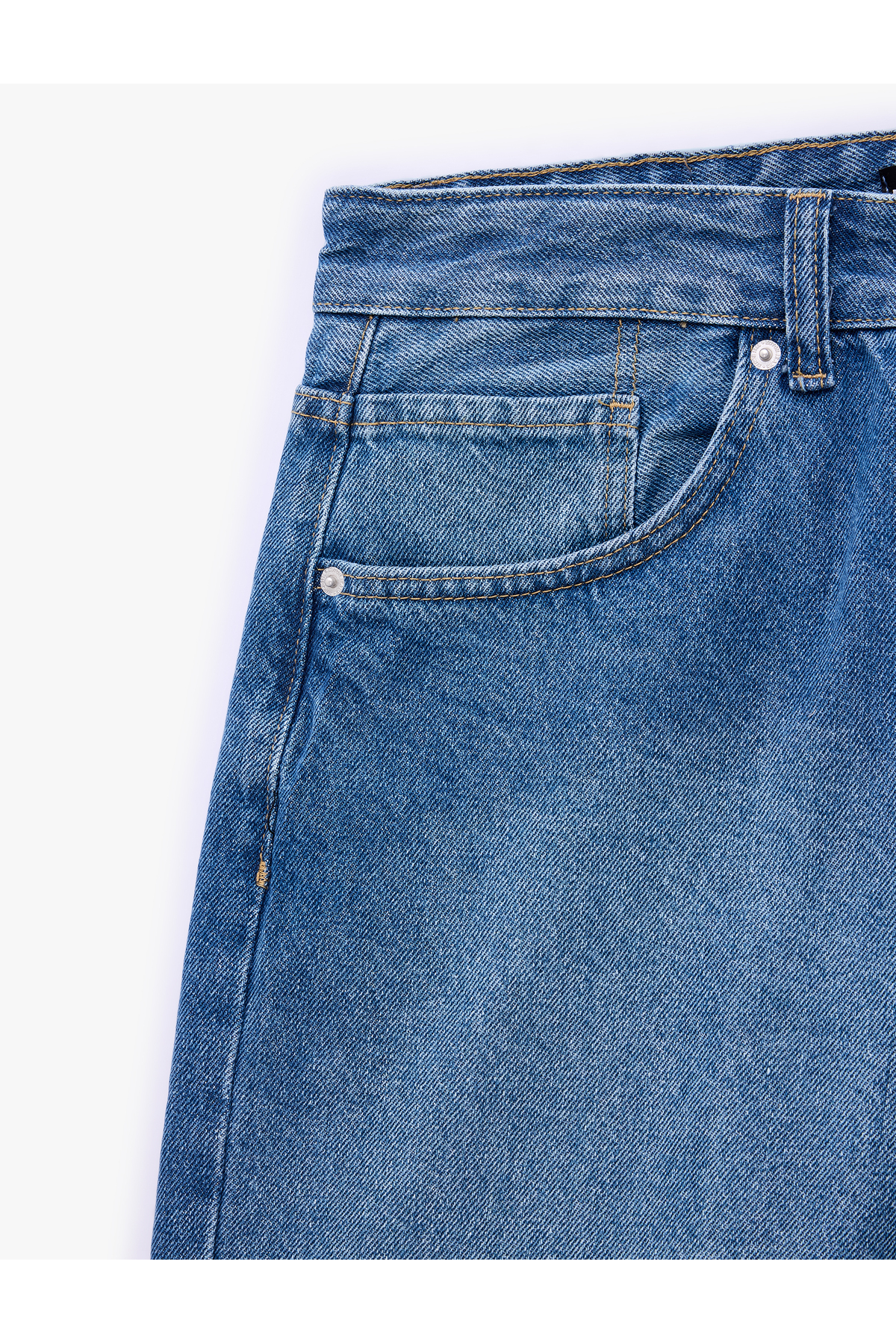 Koton Pamuklu Rahat Kalıp Normal Bel Baggy Jean Şort görsel 5