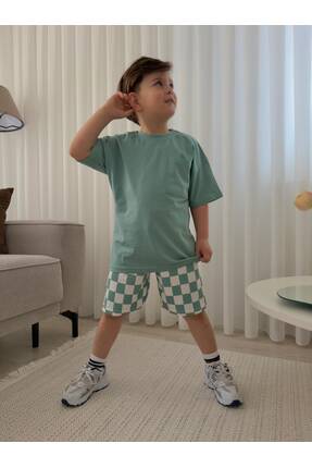 jeliboomkidswear Erkek Çocuk Yazlık Pamuklu Tişört Short Alt-Üst Takım ( 2'li )