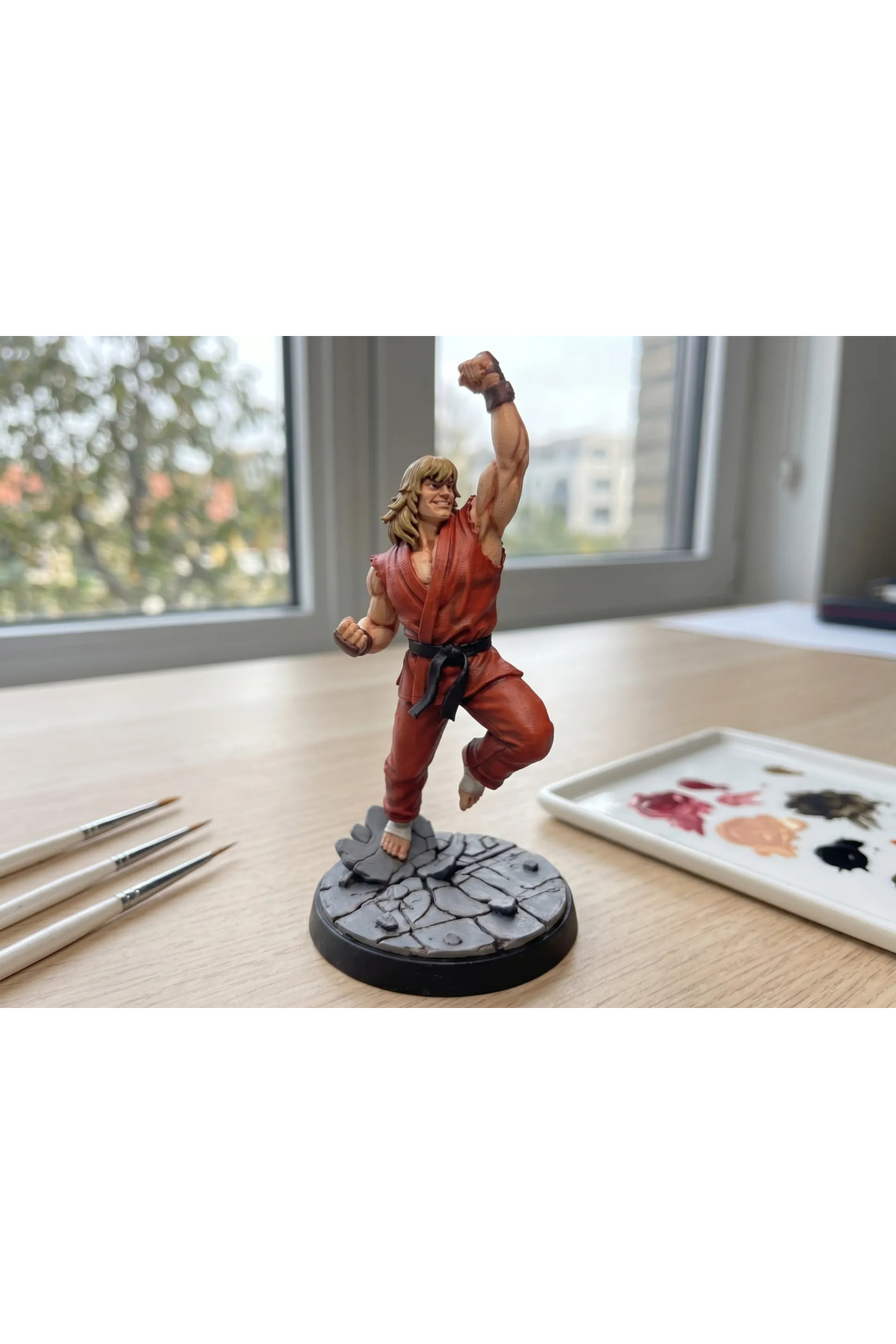 Chino Design Ken Shoryuken! Street Fighter / Beyaz Özel 3D Üretim