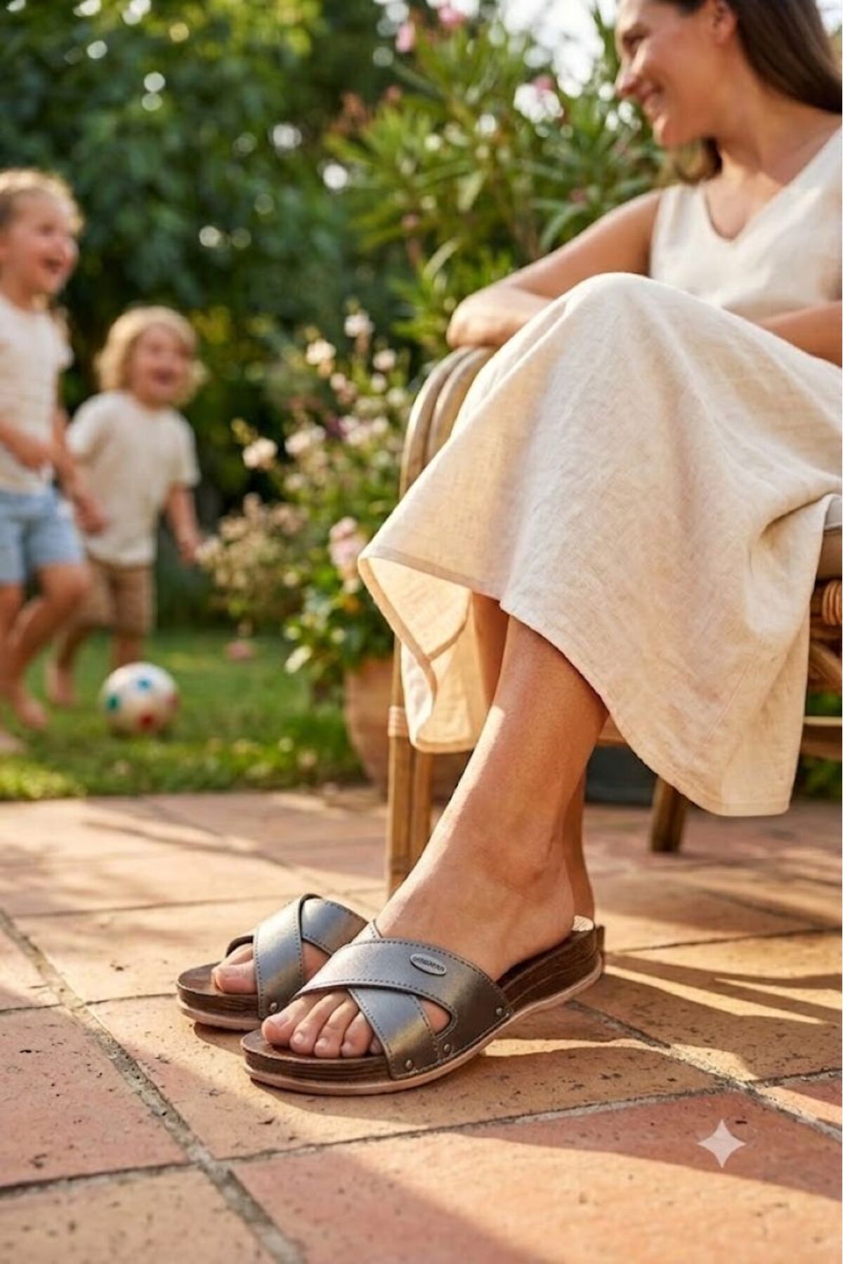 Women's Cross Model Short Padded Heel Comfort Slippers