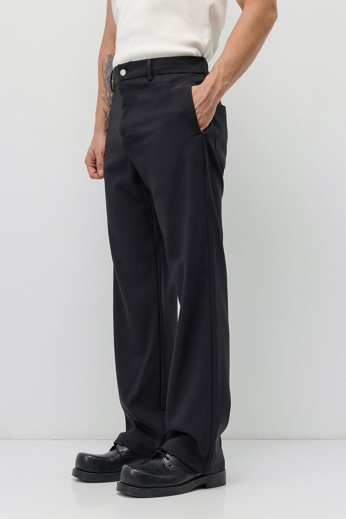 Yüksek Bel Relaxed Wide Leg Kumaş Pantolon Lacivert — سرمه‌ای V80-53 — تصویر 7 از 8