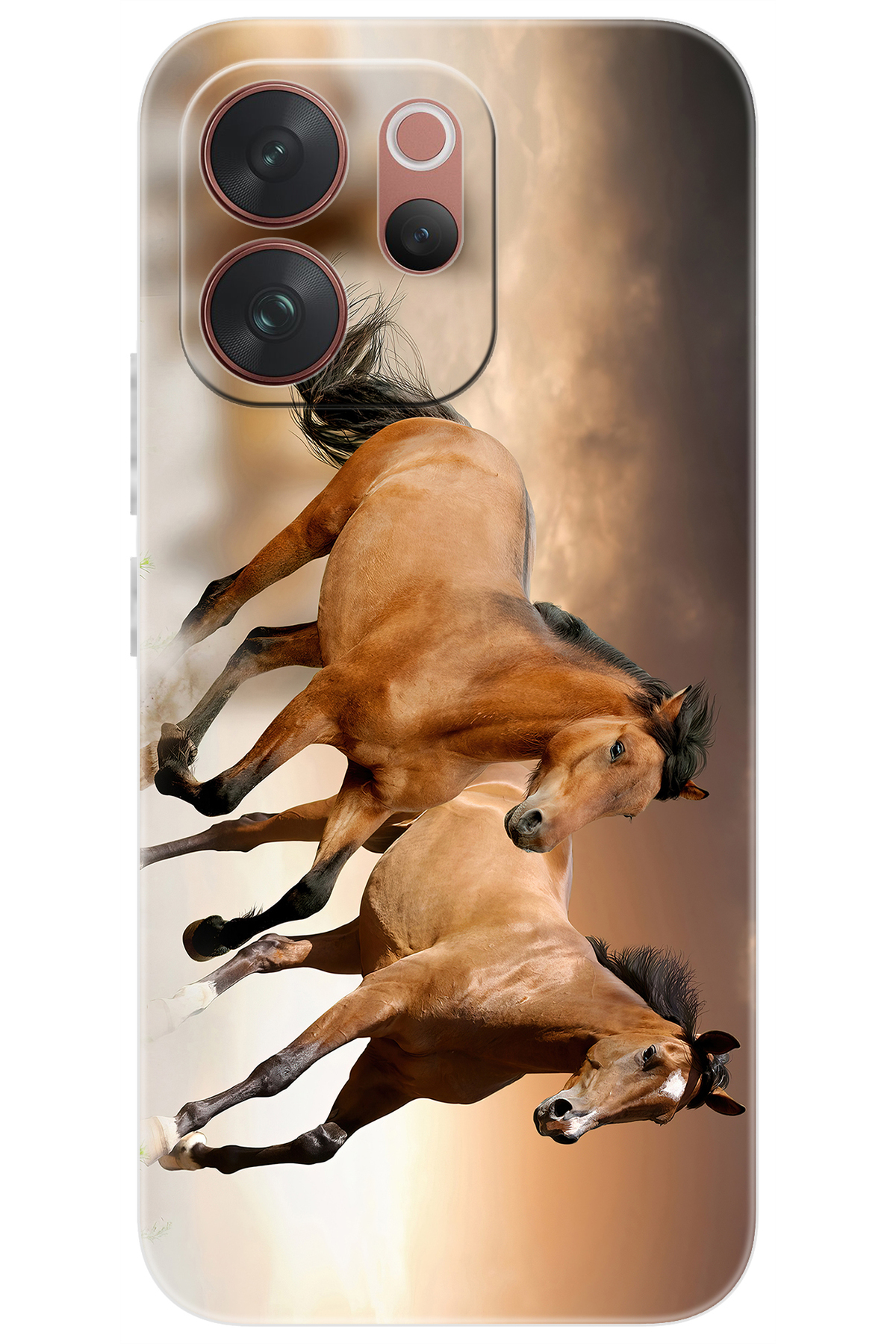 Vivo V70 5G (V2538) Compatible Sheath Pattern Printed Silicone Coffee Horses NGO:176 CP-JJSKxzx