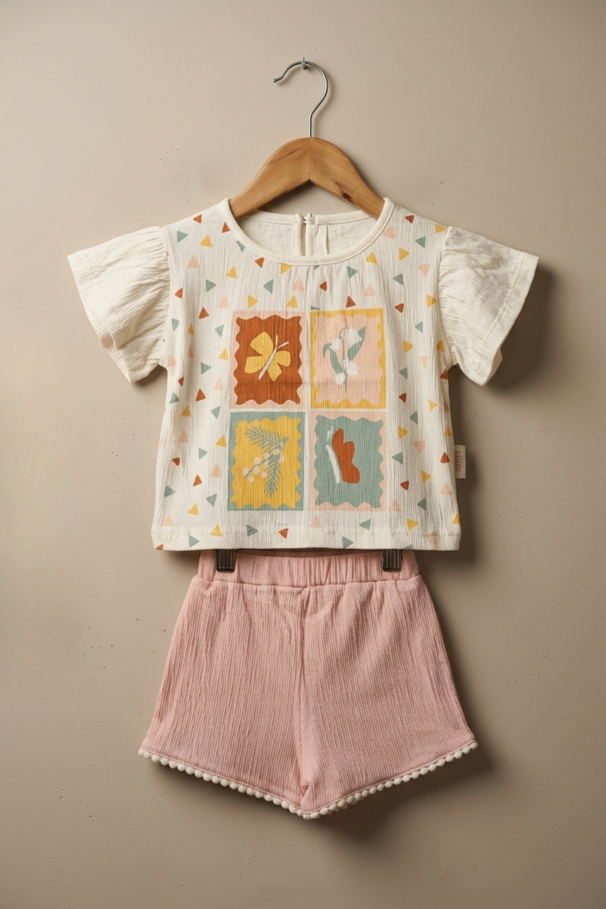 zumino Floral Printed Patterned Baby Girl Summer Set with Ruffles, 2-Piece Set