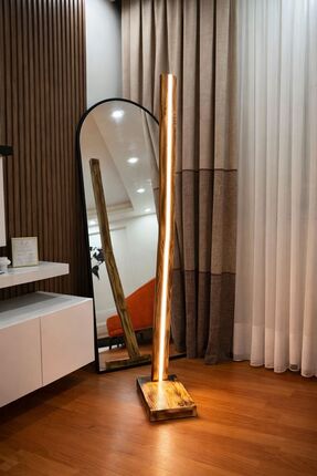 BEHLİ STORE Doğal Ahşap LED Lambader 170 cm Gün Işığı Kumandalı Dimmerli Tek ...
