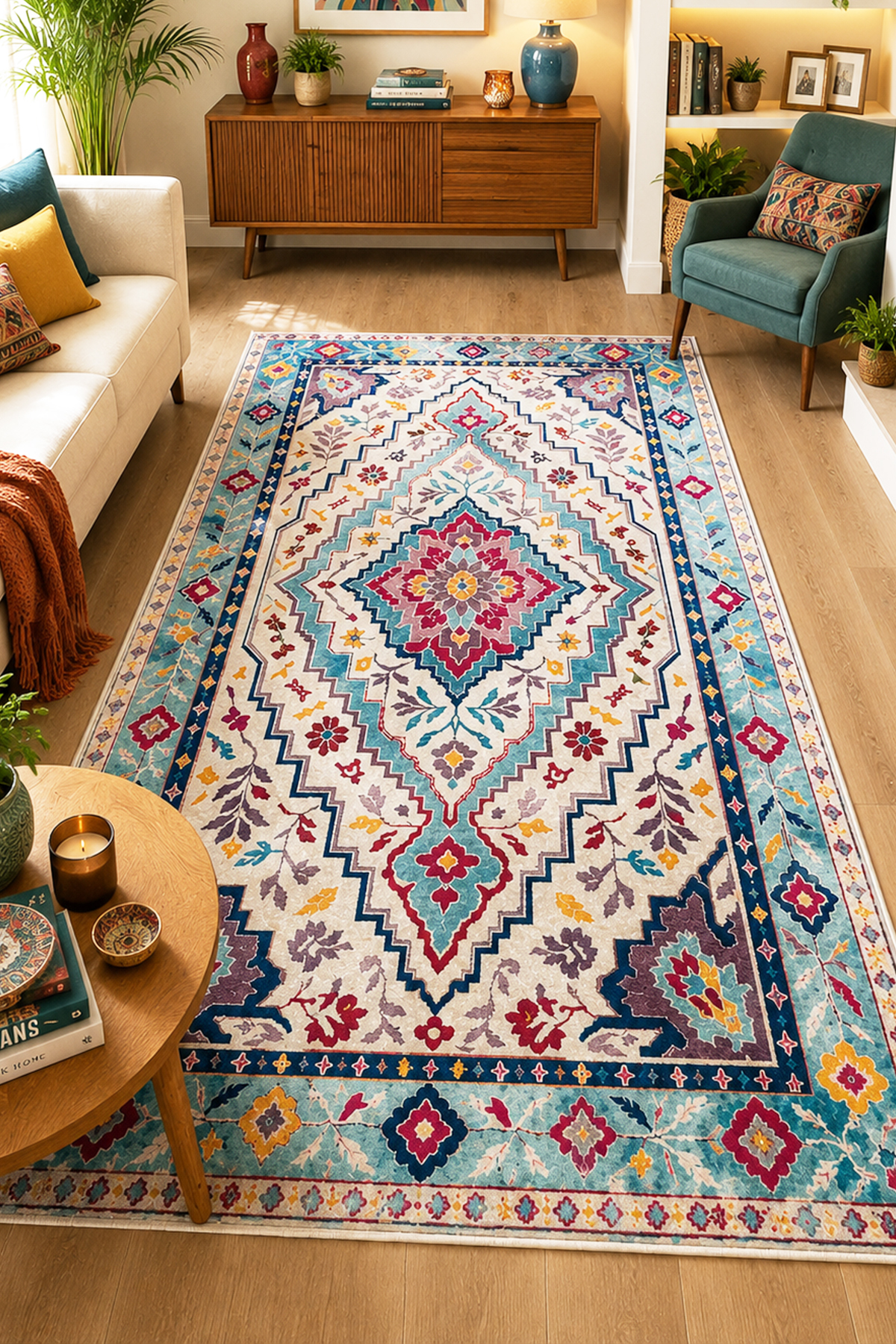 Haelan Machine Washable Anti-Slip Base Stainproof Digital Living Room Rug Kitchen Carpet and Runner