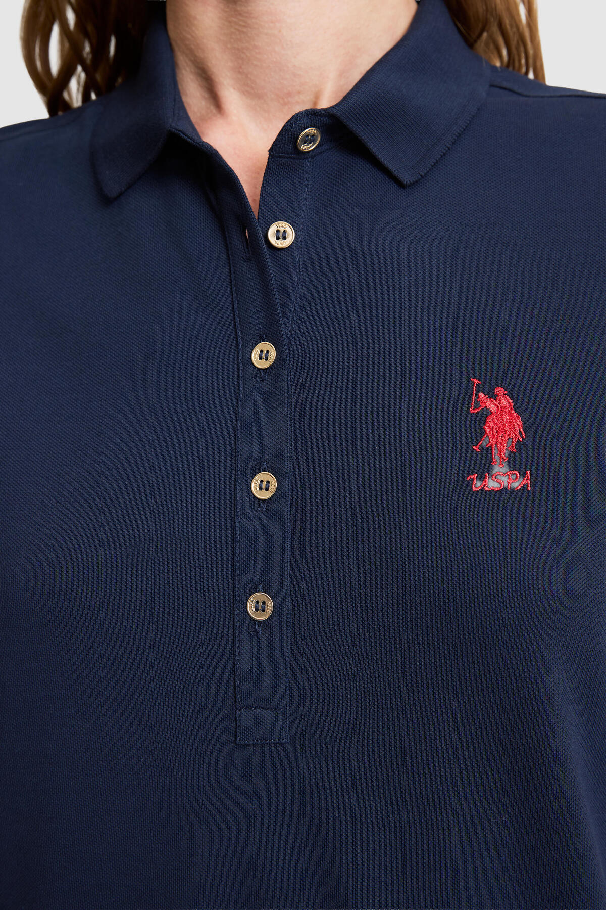 U.S. Polo Assn.  Kadın Lacivert Polo Yaka Örme Elbise 50321841-VR033 - Görsel 6