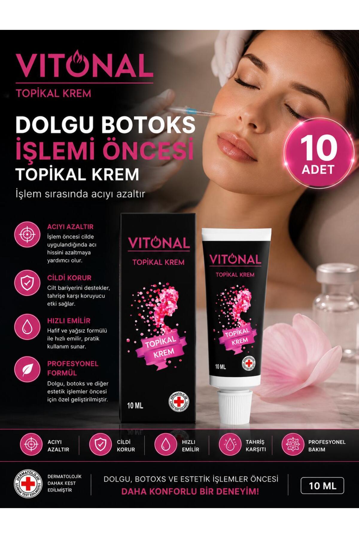 Anestezi Etkili Lazer Epilasyon, Dövme, Dolgu Botoks Ve Sir Ağda Öncesi Topikal Krem 10 Ml-10'lu set 👉 "Hassasiyet Azaltıcı — VAKR — تصویر 2 از 6
