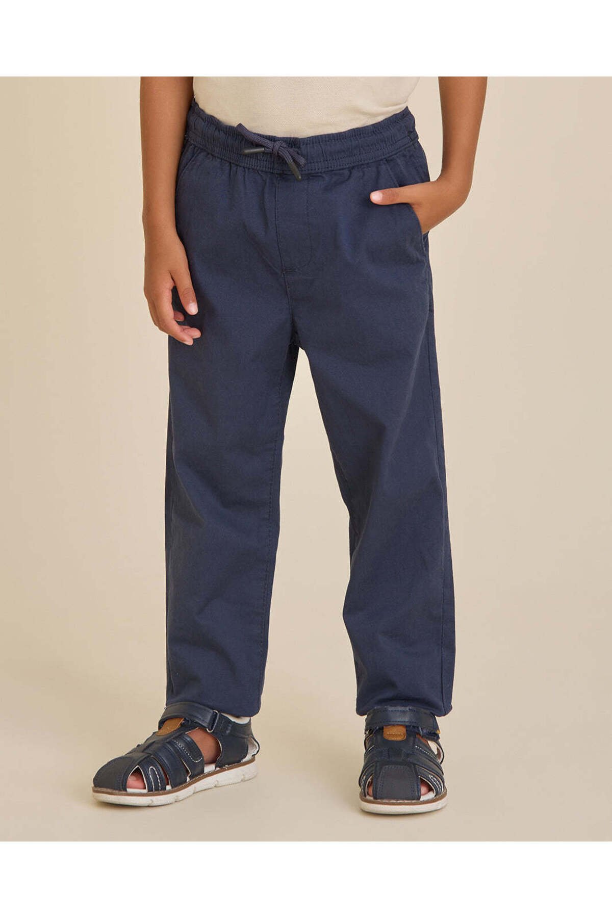 REDTAG Boys Navy Twill Pull-On Trousers