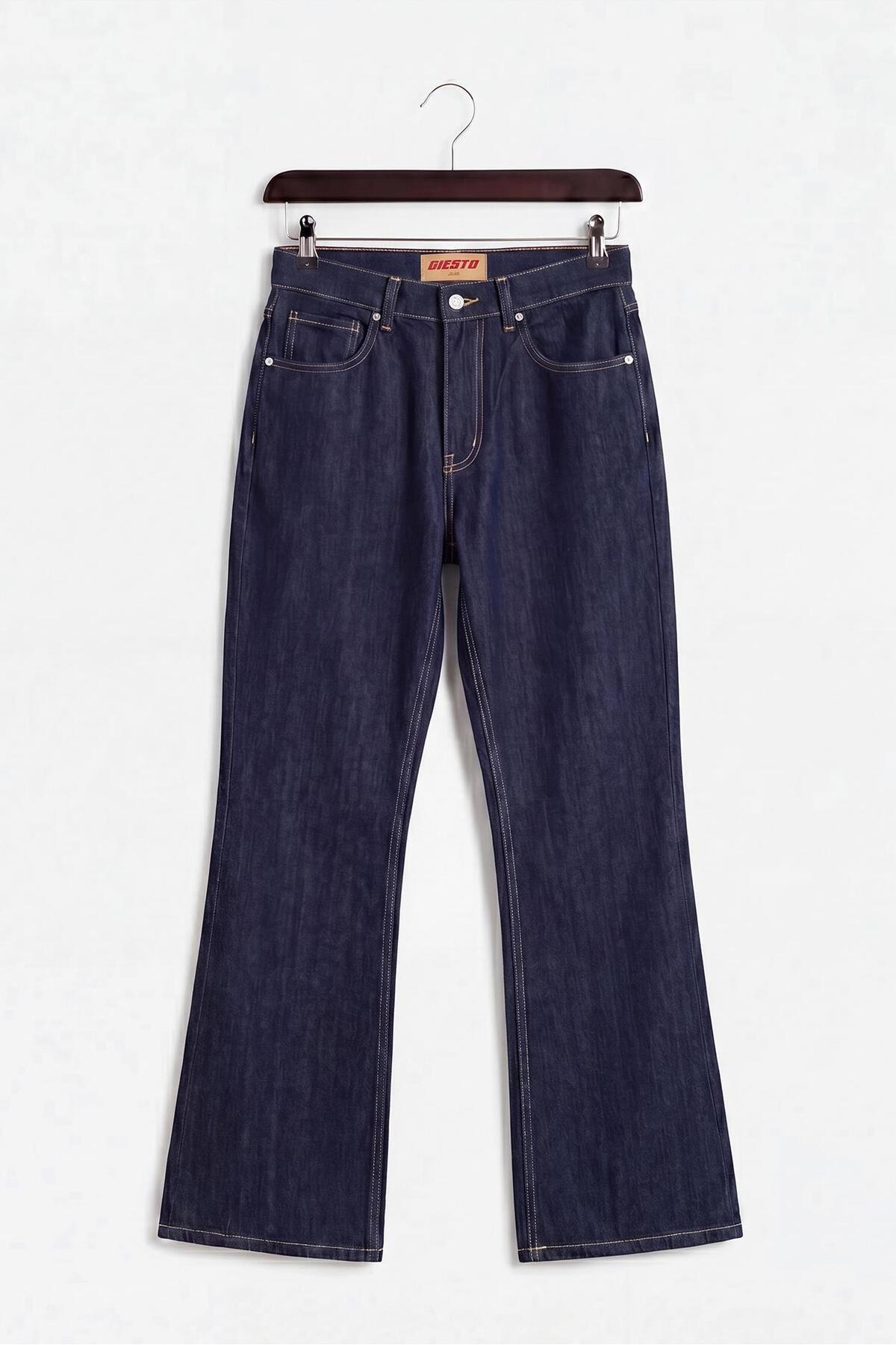 GIESTO Flare Paça Lacivert Jean