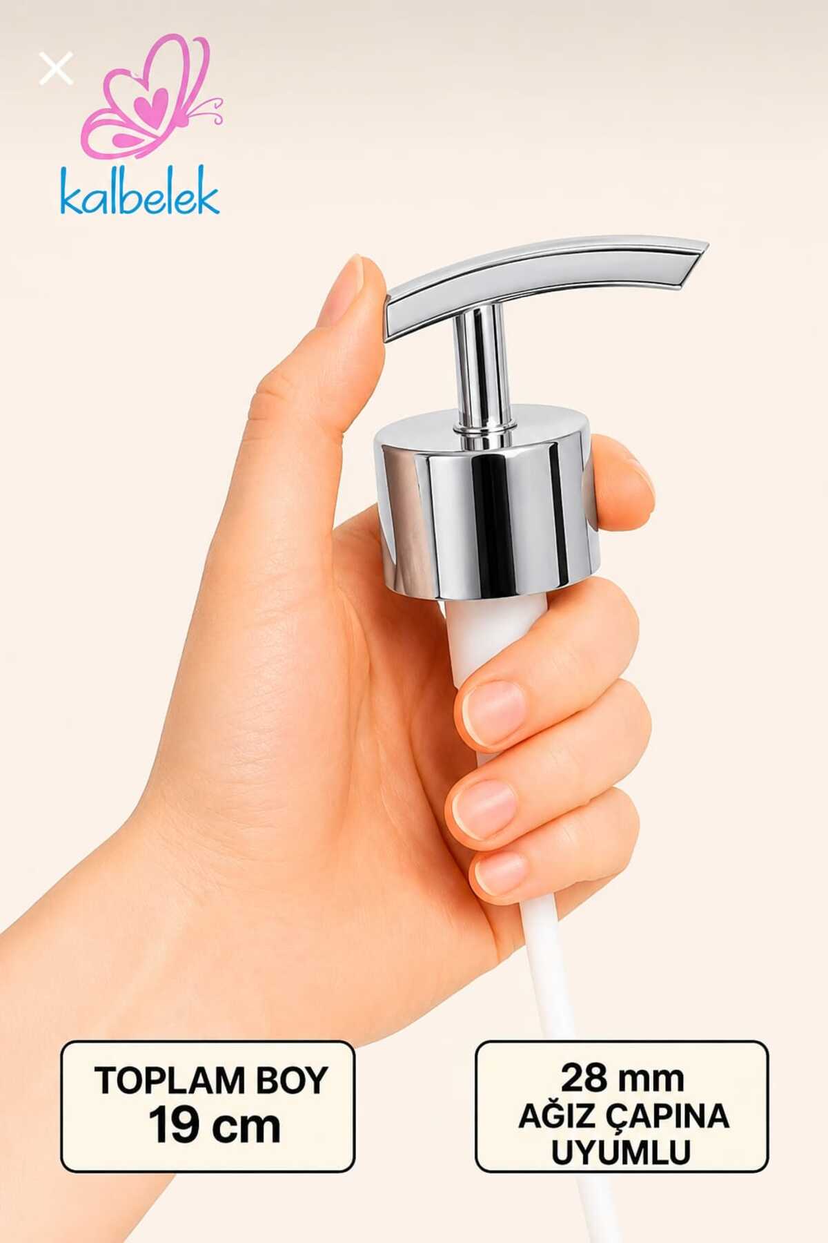 Chrome Plated Silver Color Liquid Soap Dispenser Pump 28 mm Compatible Replacement Pump Head