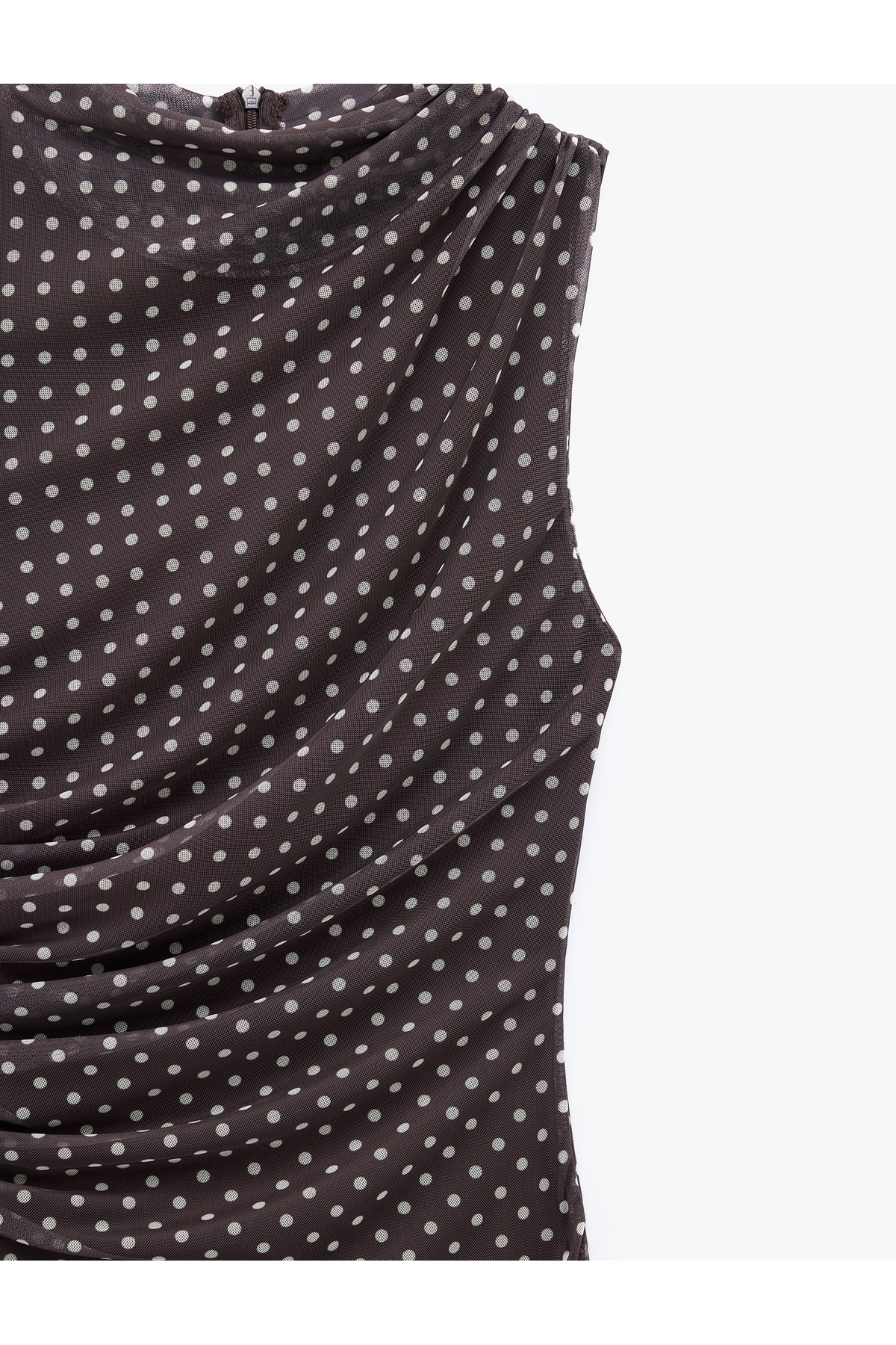 Koton Drapeli Slim Fit Kolsuz Bisiklet Yaka Puantiyeli Uzun Elbise görsel 3