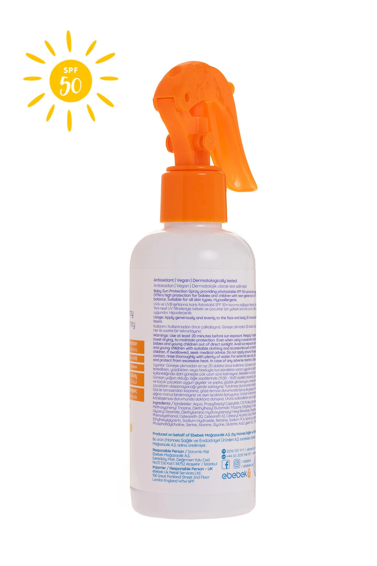 Çocuk 50+SPf Güneş Koruyucu Sprey 150 ml / Bebek Güneş Kremi 50 Faktör — BAE-0525 — تصویر 4 از 5