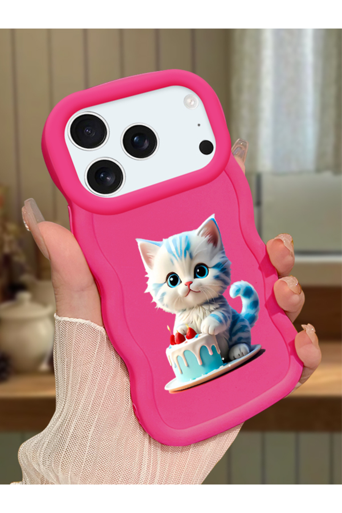 iPhone 17 Pro Max Compatible Case Camera Protector Red Silicone Couple Phone Case Cat Pattern