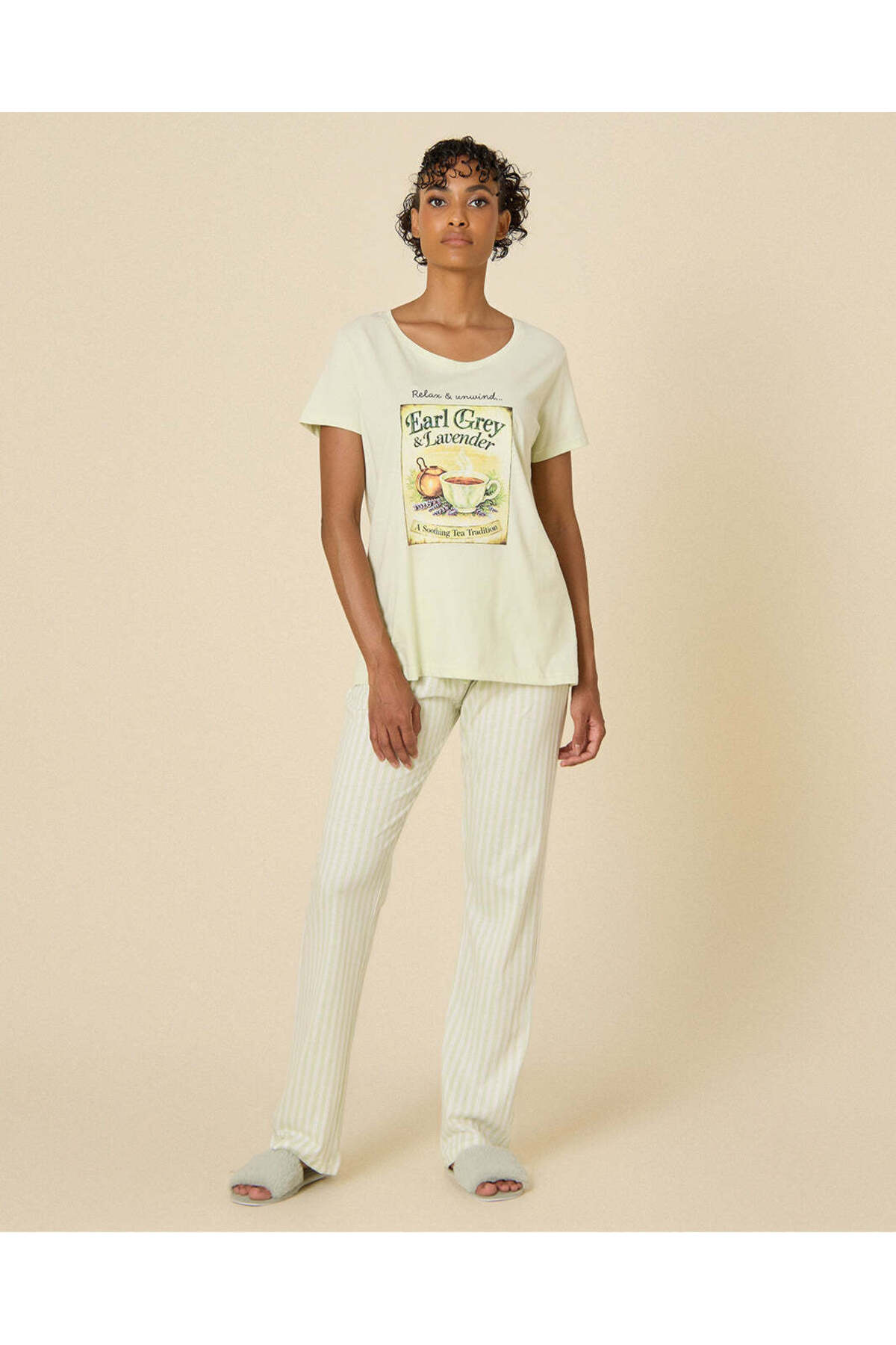 REDTAG Women Mint T-Shirt and Pajama Pants Set