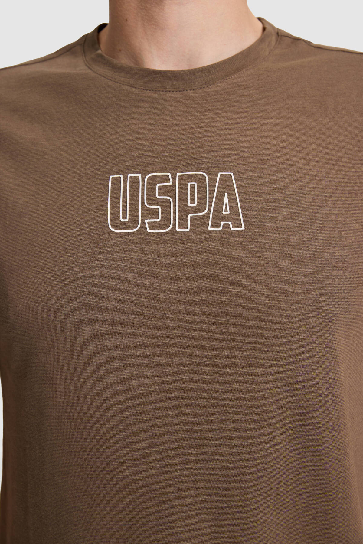 U.S. Polo Assn. Erkek Kahverengi Regular Fit Bisiklet Yaka Tişört 50327159-VR029 görsel 6