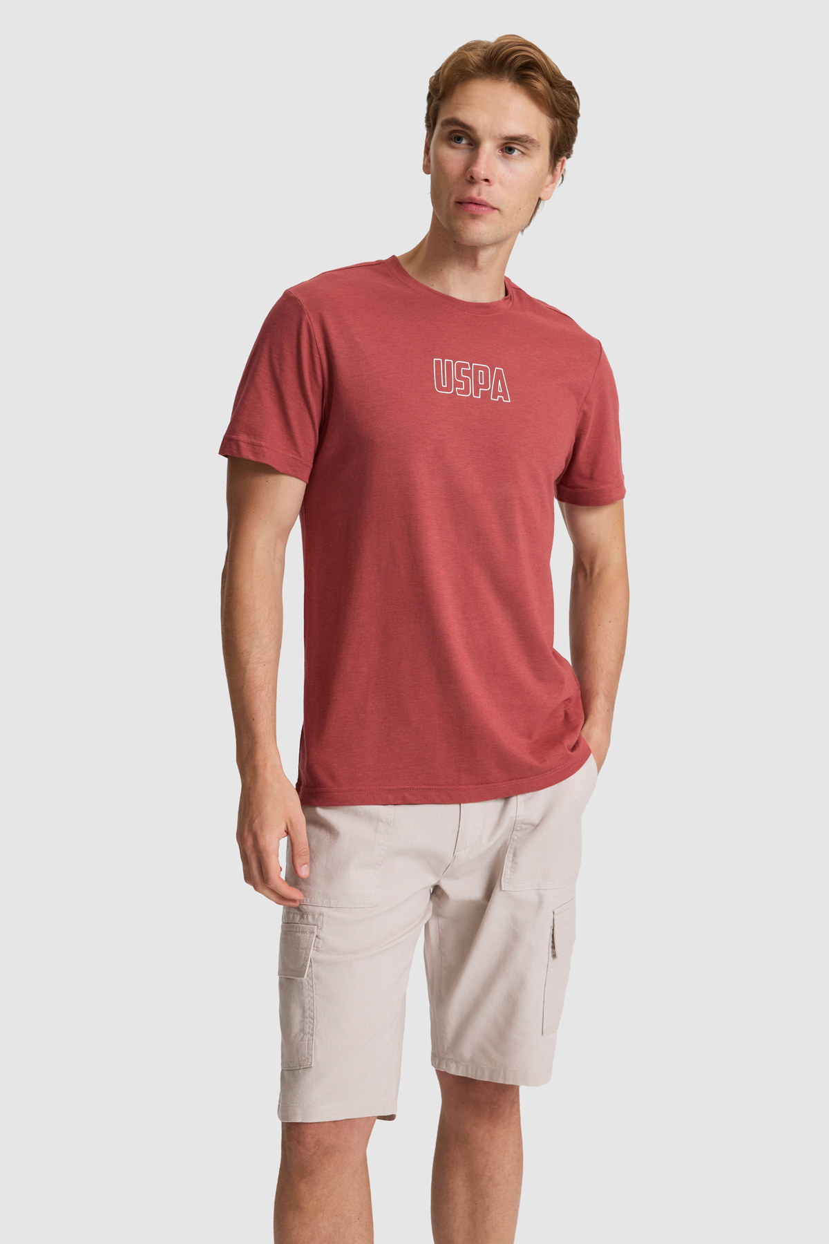 U.S. Polo Assn. Erkek Vişne Regular Fit Bisiklet Yaka Tişört 50327159-VR223 görsel 3