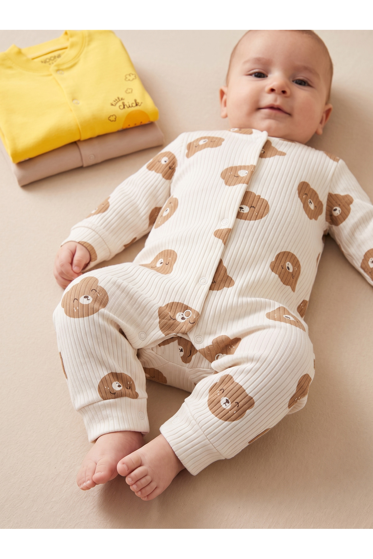 anonbaby Original baby rompers 70 4点 Noone Chick Patterned 3-Piece Baby Romper Set with 2 Booties and 1