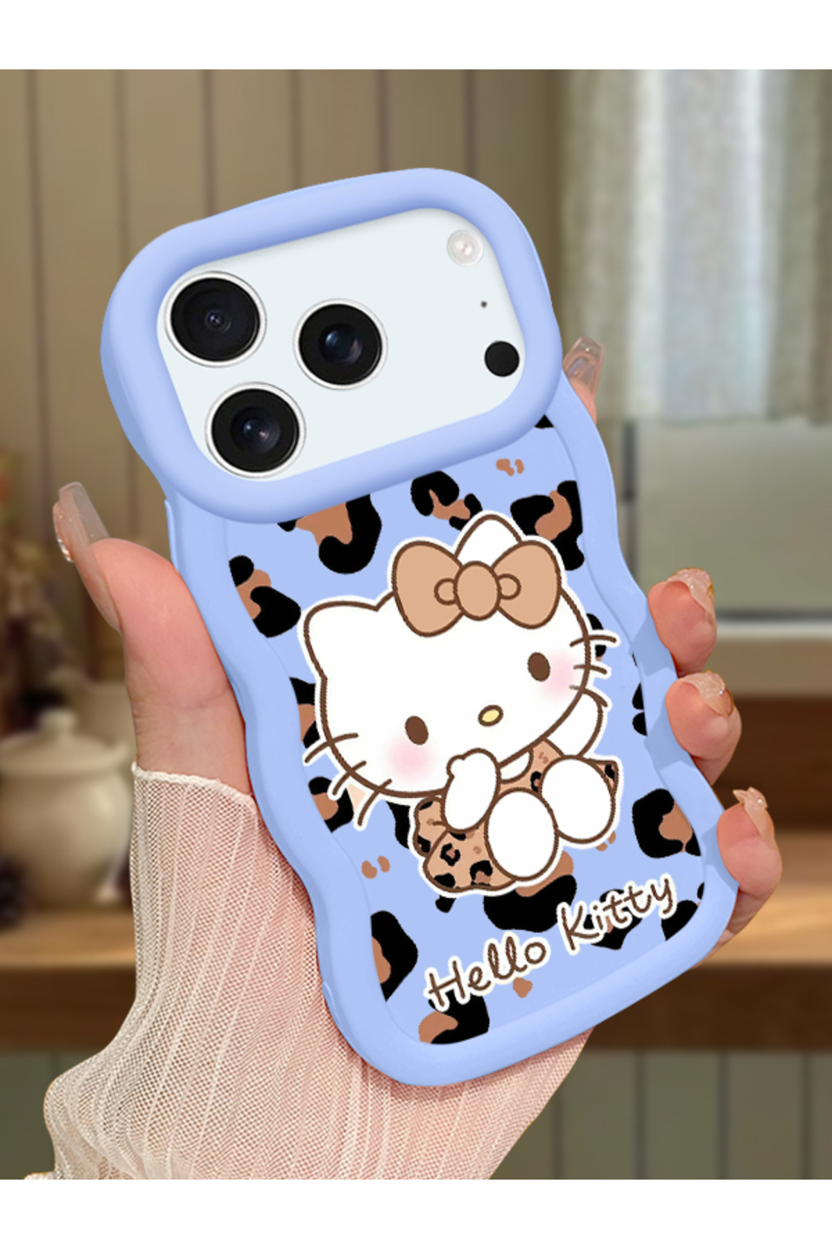 iPhone 17 Pro Max Compatible Case Camera Protector Blue Silicone Couple Phone Case Kitty Pattern