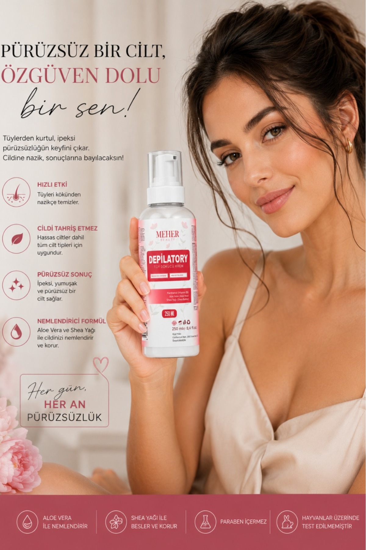 Professional Bacak & Vücut Tüy Dökücü Krem Güzel Koku Tüm Cilt Tipleri İçin 250ml — 56561 — تصویر 3 از 3
