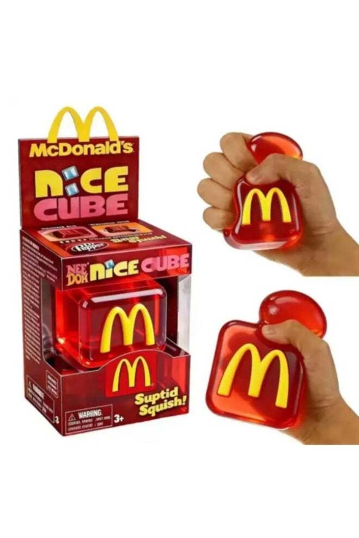 Needoh Nee Doh Nice Cube McDonald's Edition Red | Slow Rebound Malt Sugar Ice Cube Squishy Stress Relief Sensory Fidget Toy for Kids & Adults